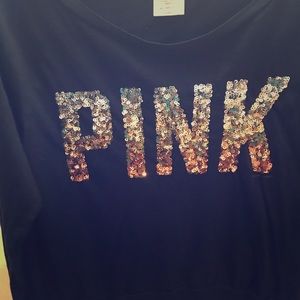 Pink bling slouchneck tee
